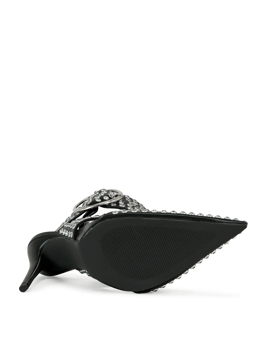 Rhinestone Buckled Pointed - Toe Mules