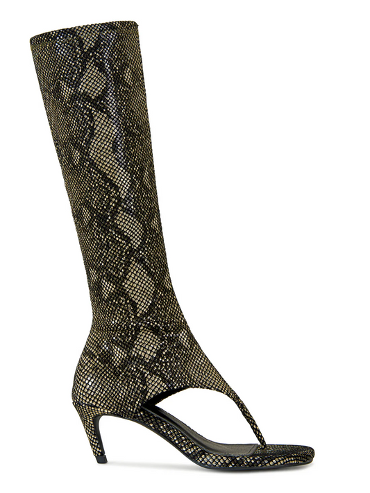 BLACK SNAKE STILETTO SANDAL