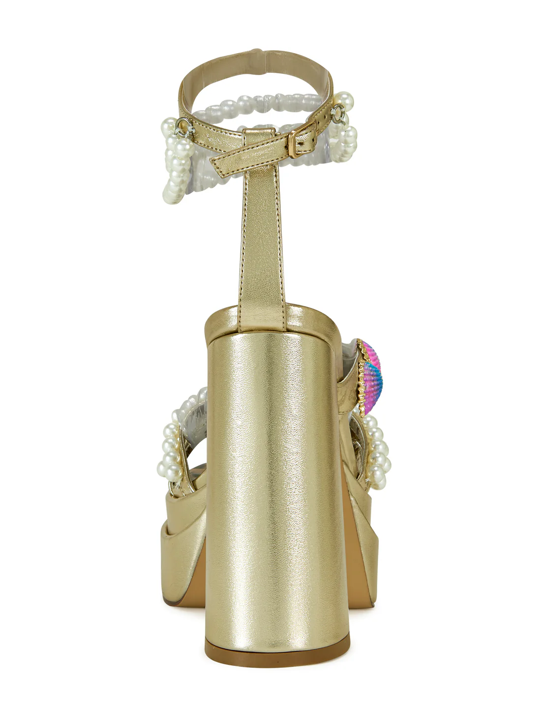 Golden Platform Sandals with Pearl