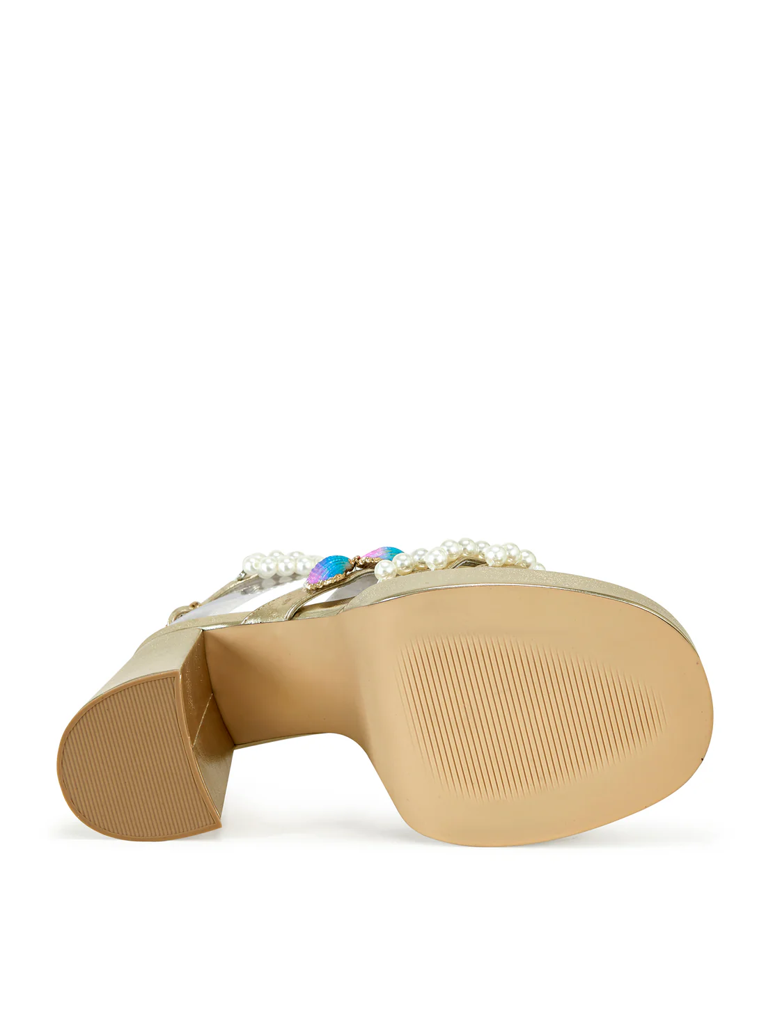 Golden Platform Sandals with Pearl