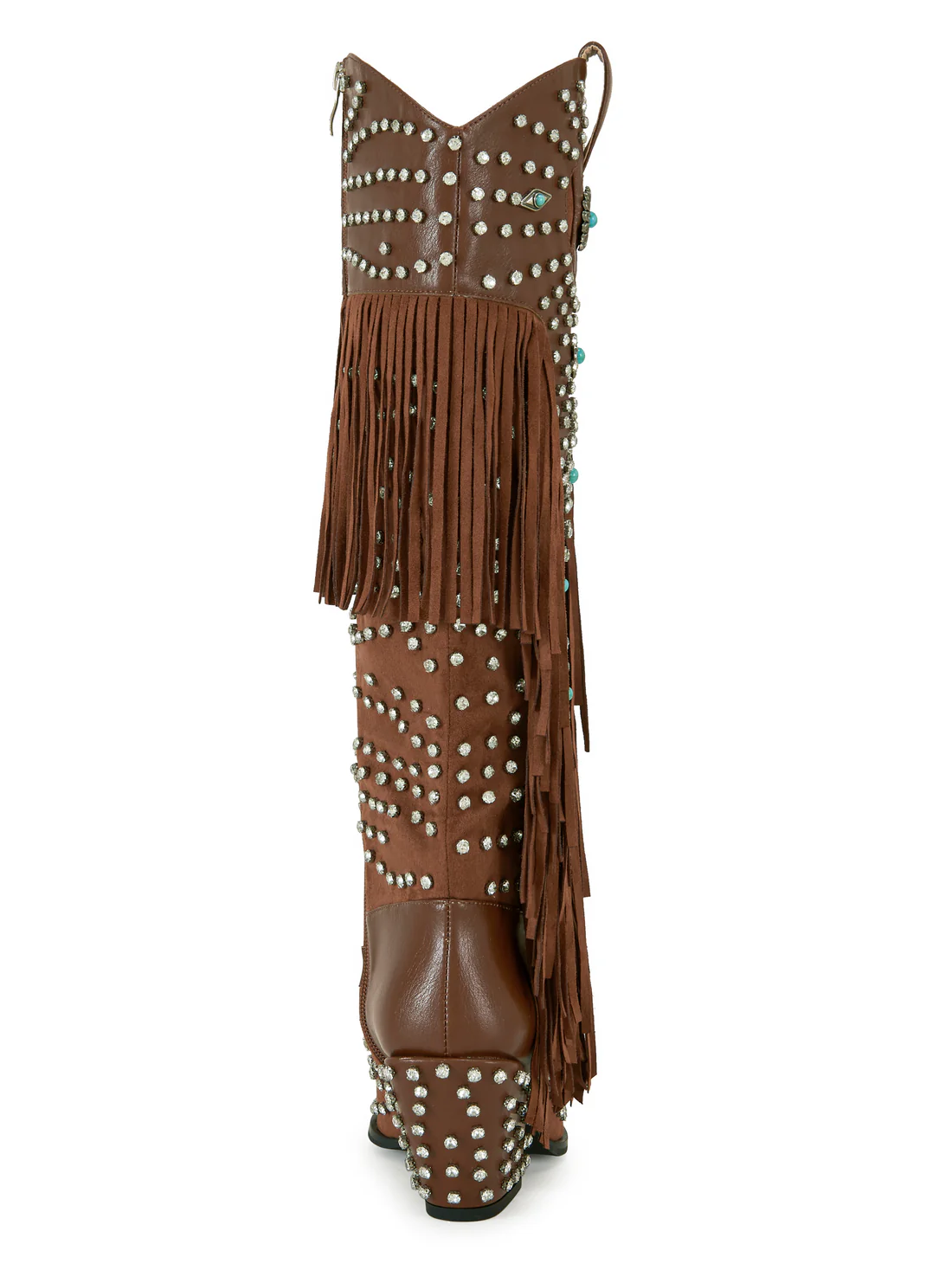 Brown Fringe Studded Cowboy Boots