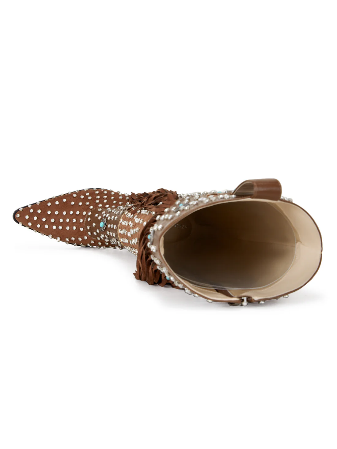 Brown Fringe Studded Cowboy Boots