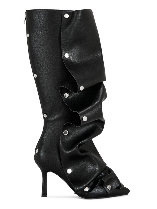 Studded Stiletto Knee High Boots