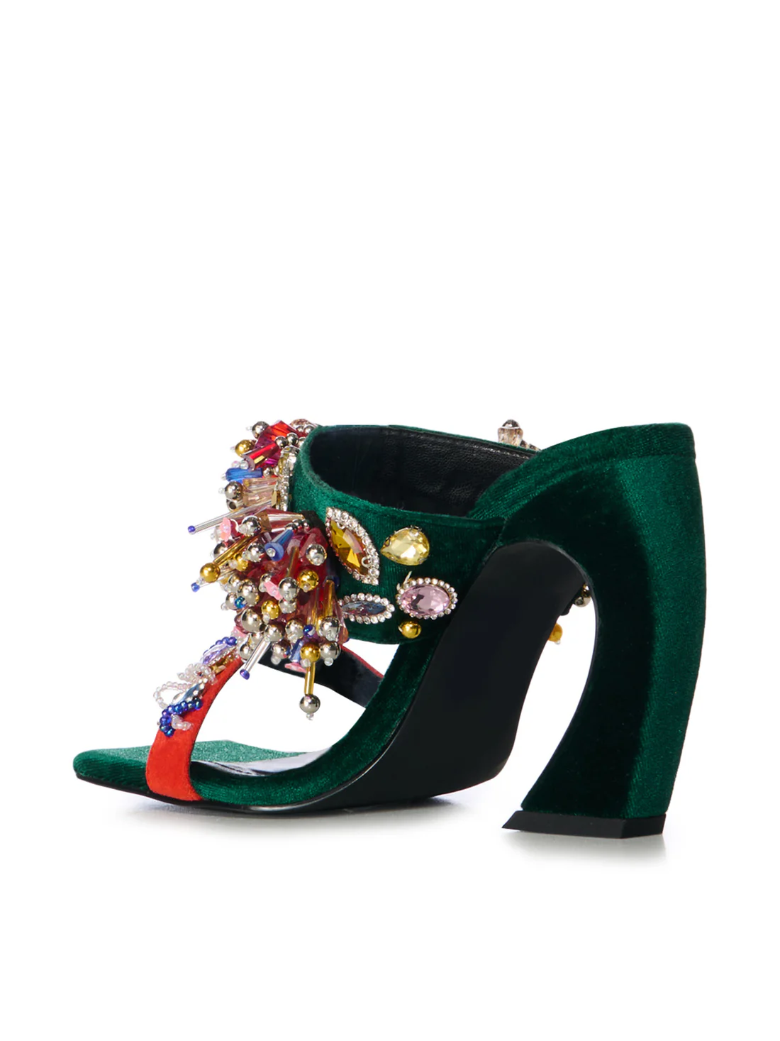 GREEN VELVET HEELED SANDAL