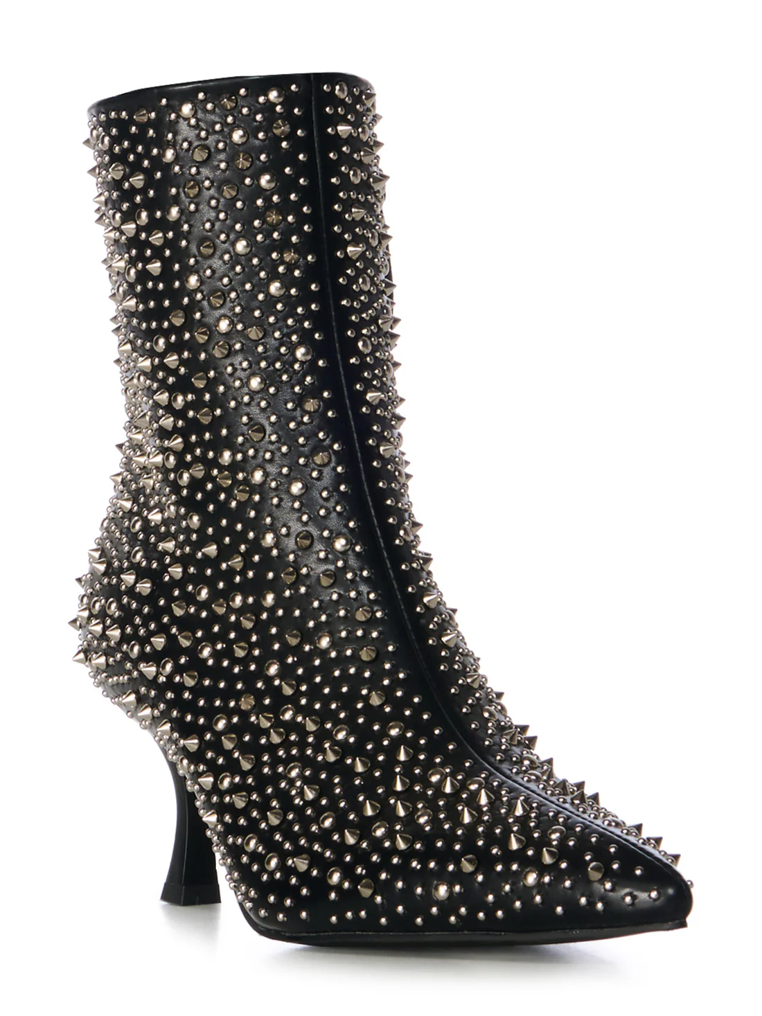 BLACK STUDDED STILETTO BOOTIE