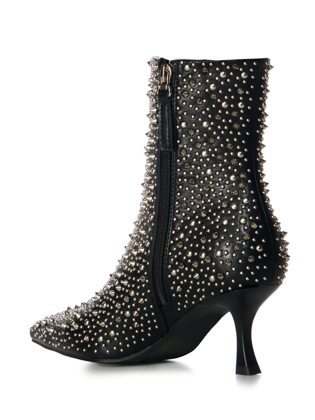 BLACK STUDDED STILETTO BOOTIE