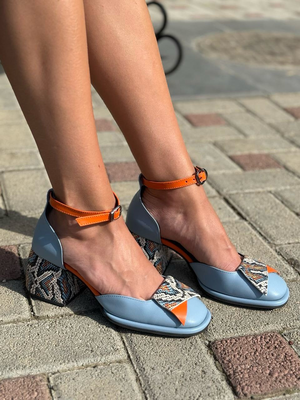 Color Block Snake Print Sandals