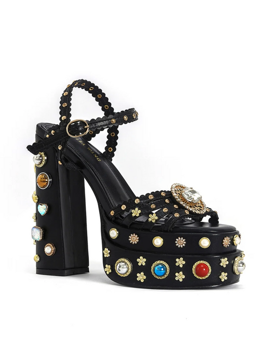 Gem Embellished Platform Sandals