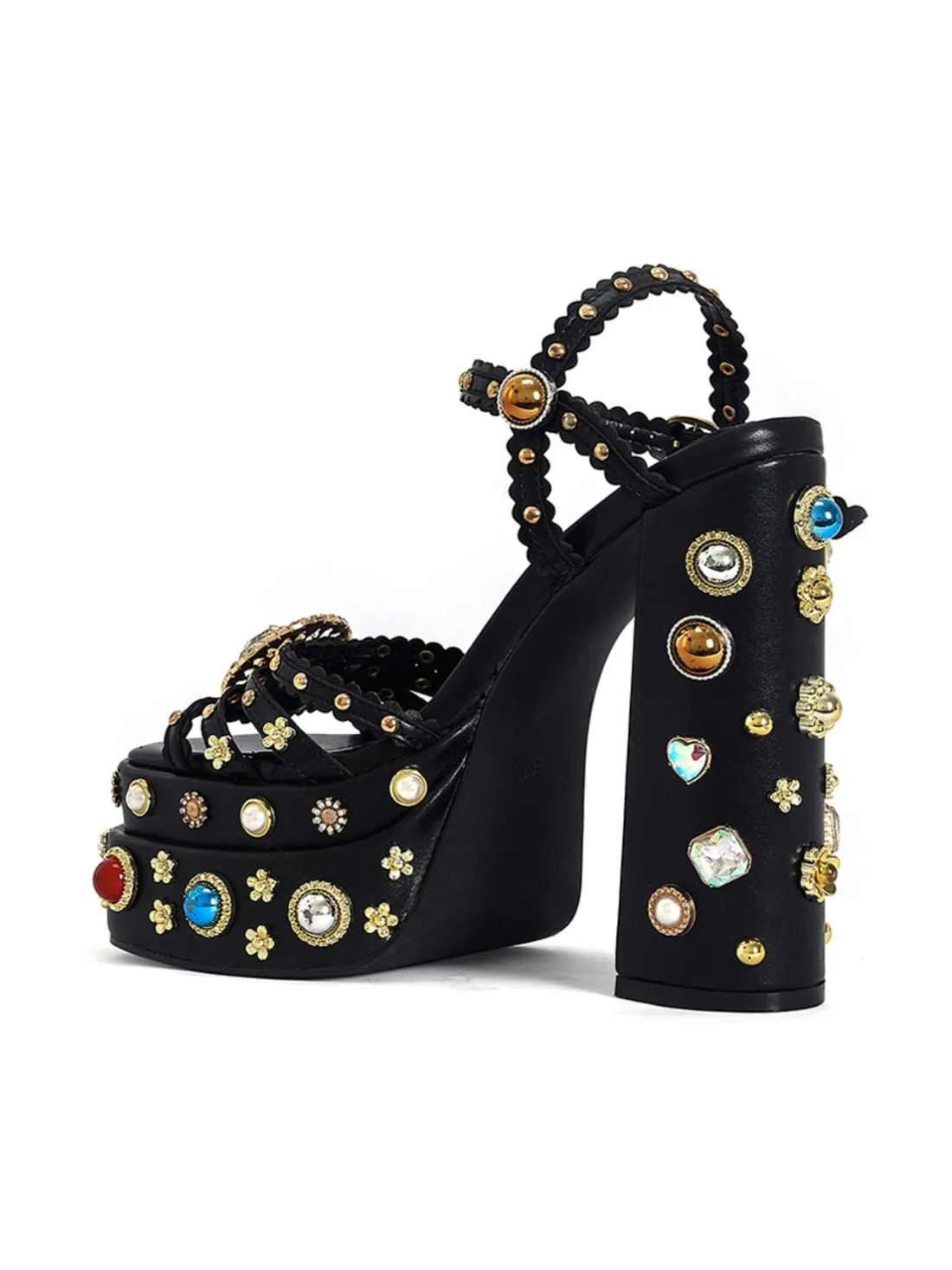 Gem Embellished Platform Sandals
