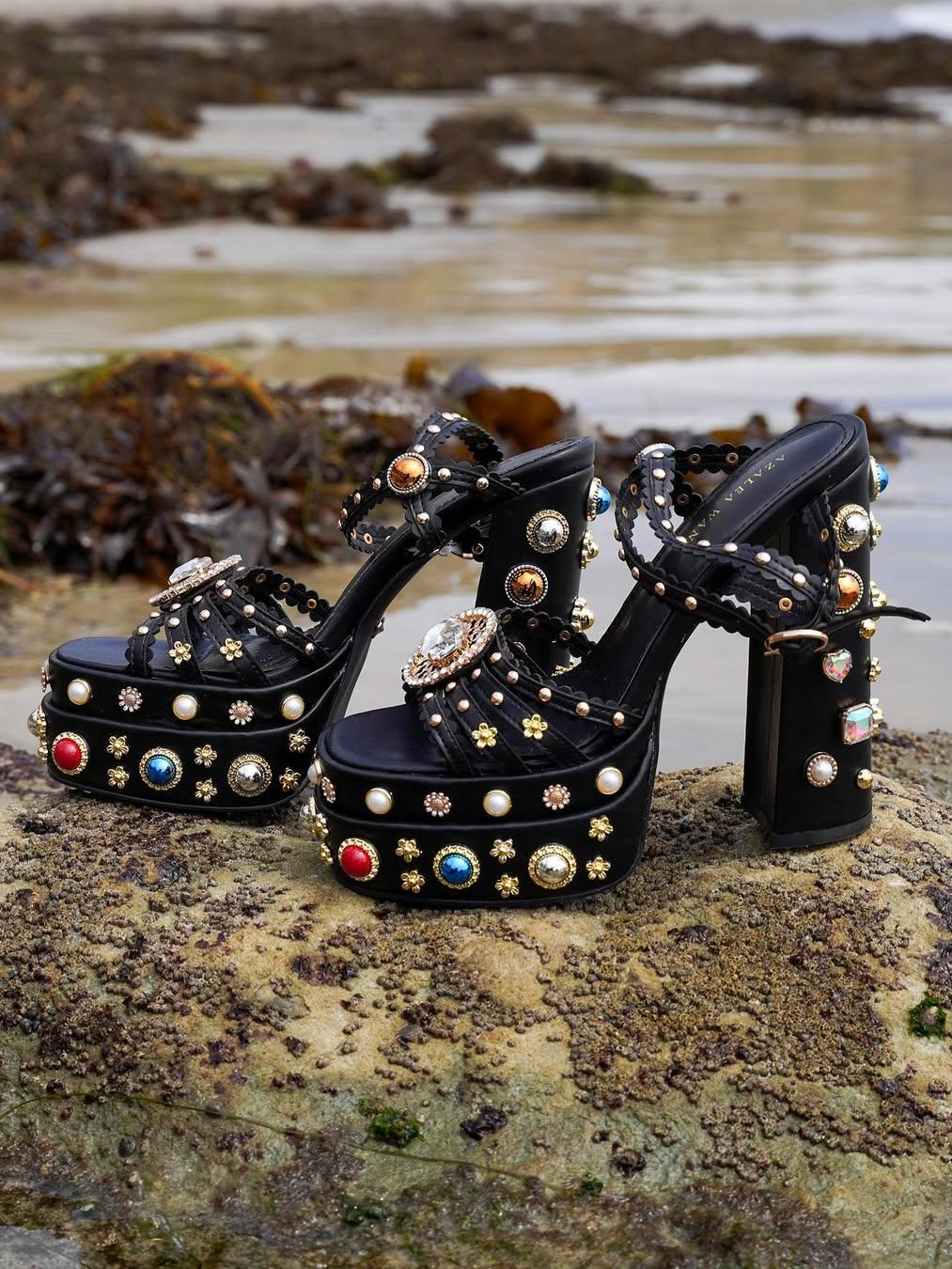 Gem Embellished Platform Sandals