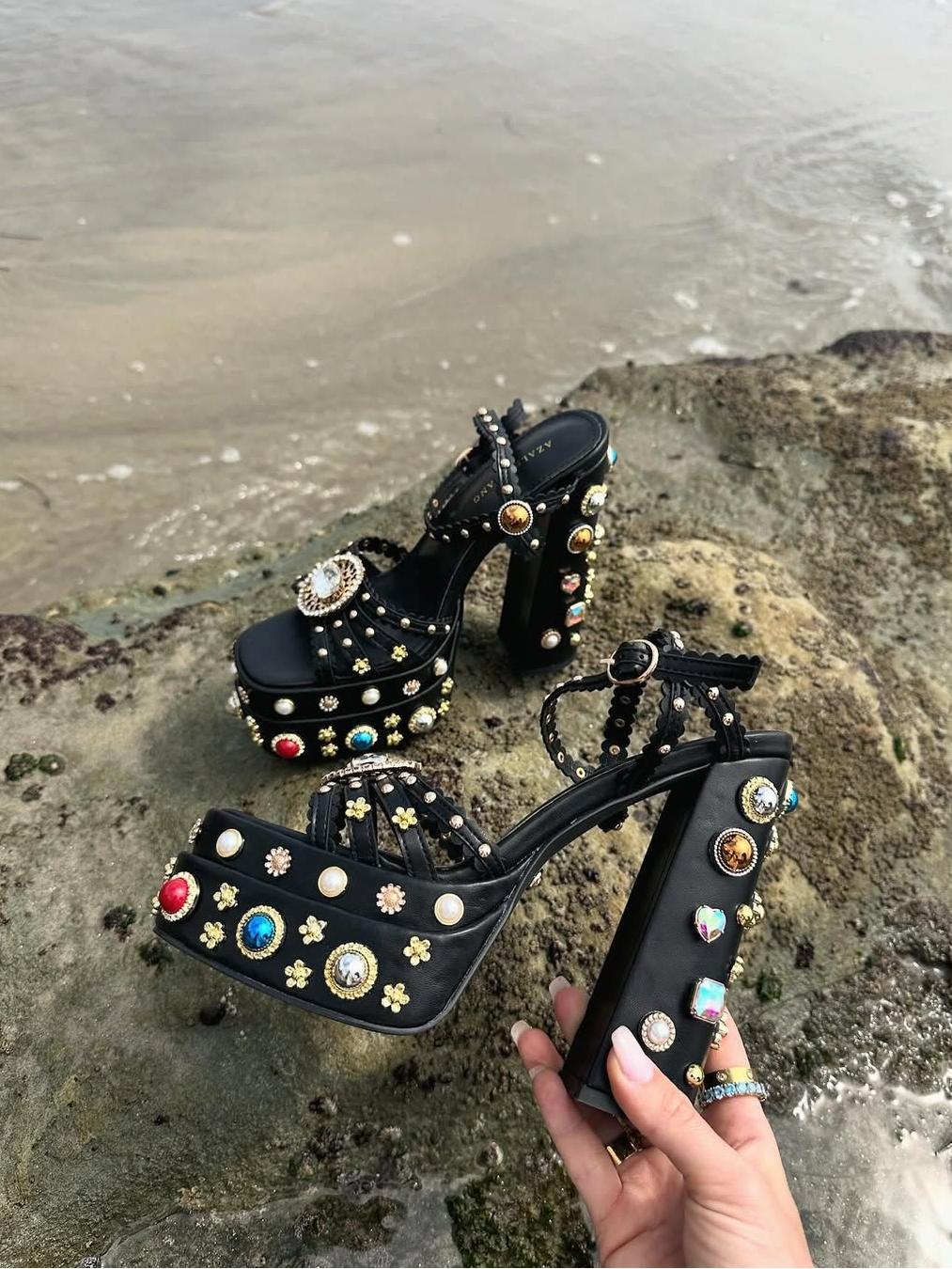 Gem Embellished Platform Sandals