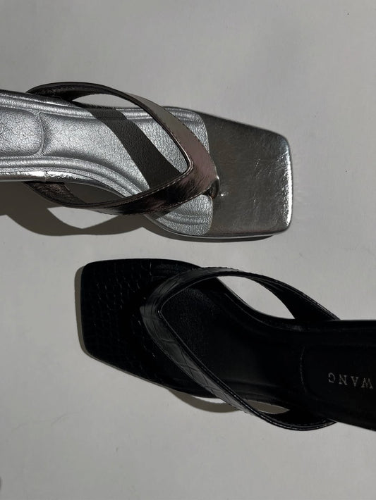 Square Toe Thong Stiletto Mules