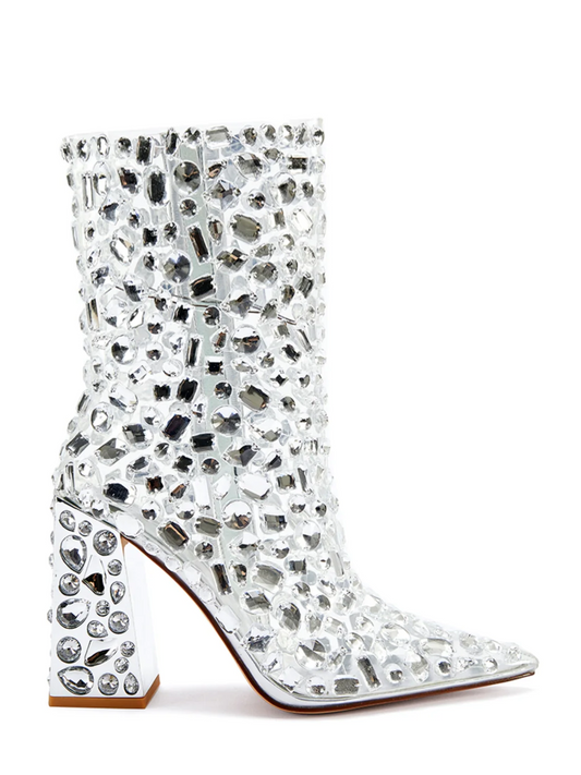 Crystal Clear Block - Heel Boots