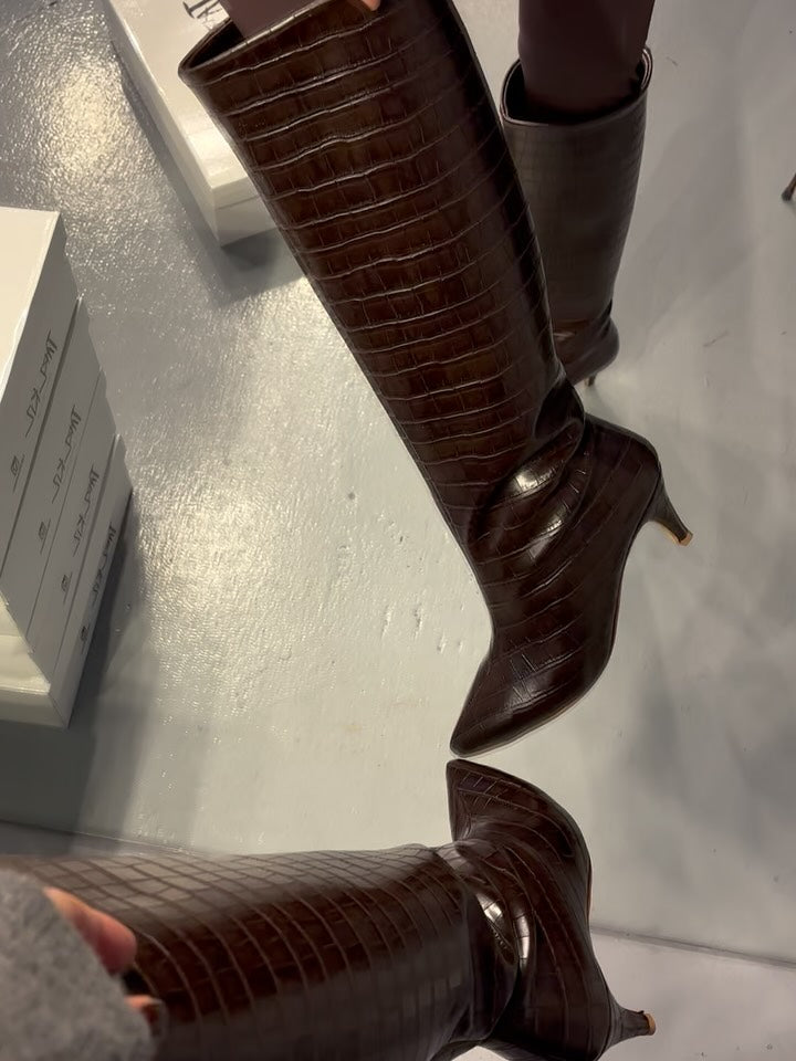 Brown Croc High Boots