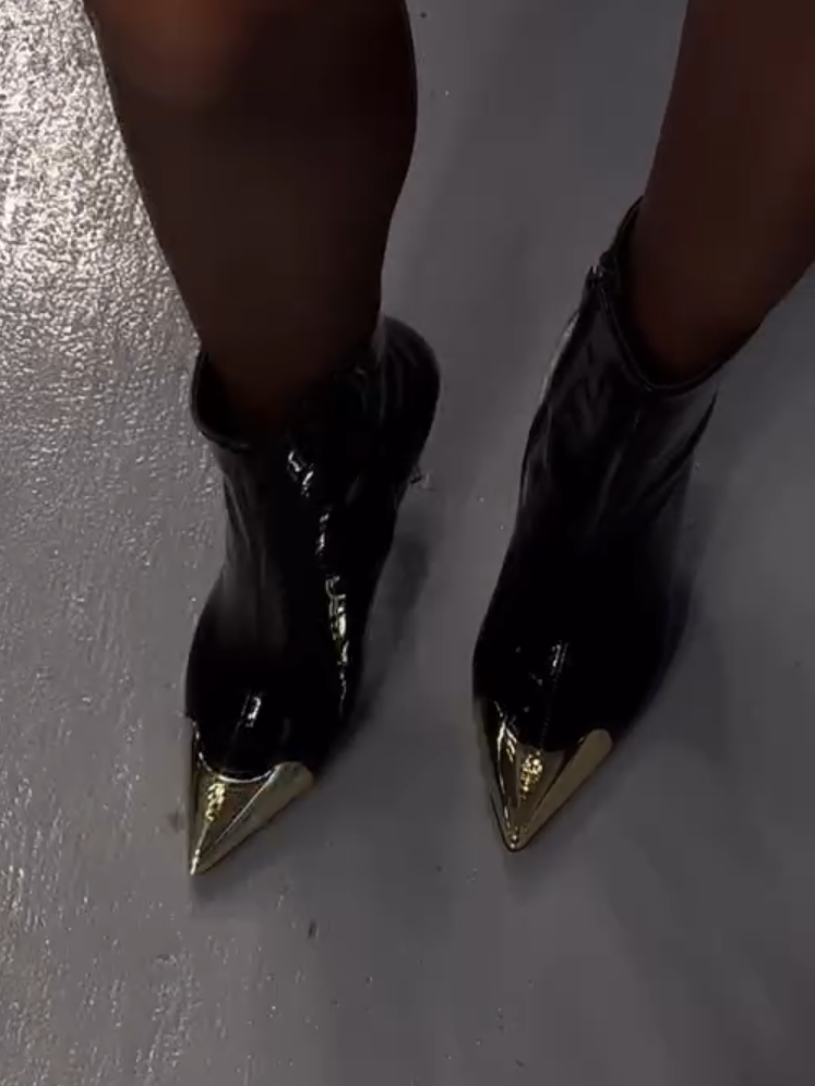 Black Patent Leather Ankle Boots