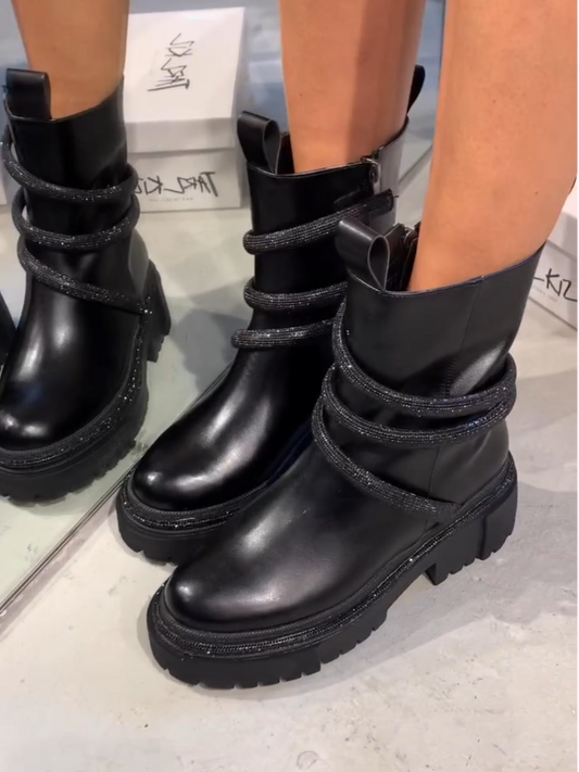 Black Leather Ankle Boots