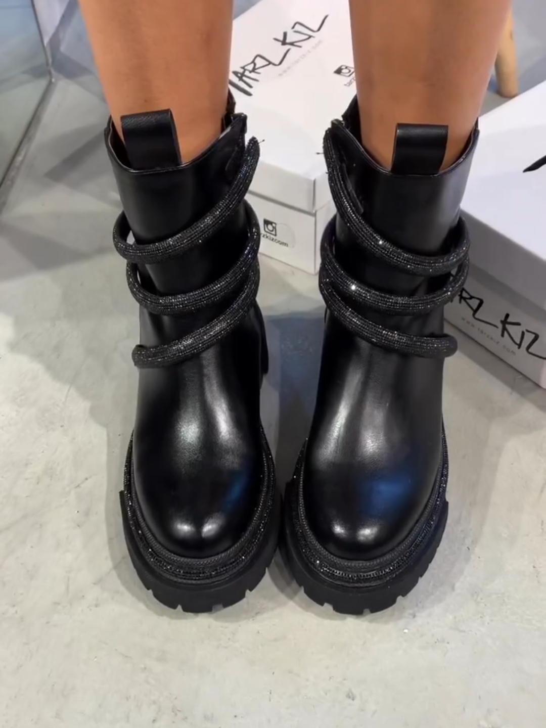 Black Leather Ankle Boots