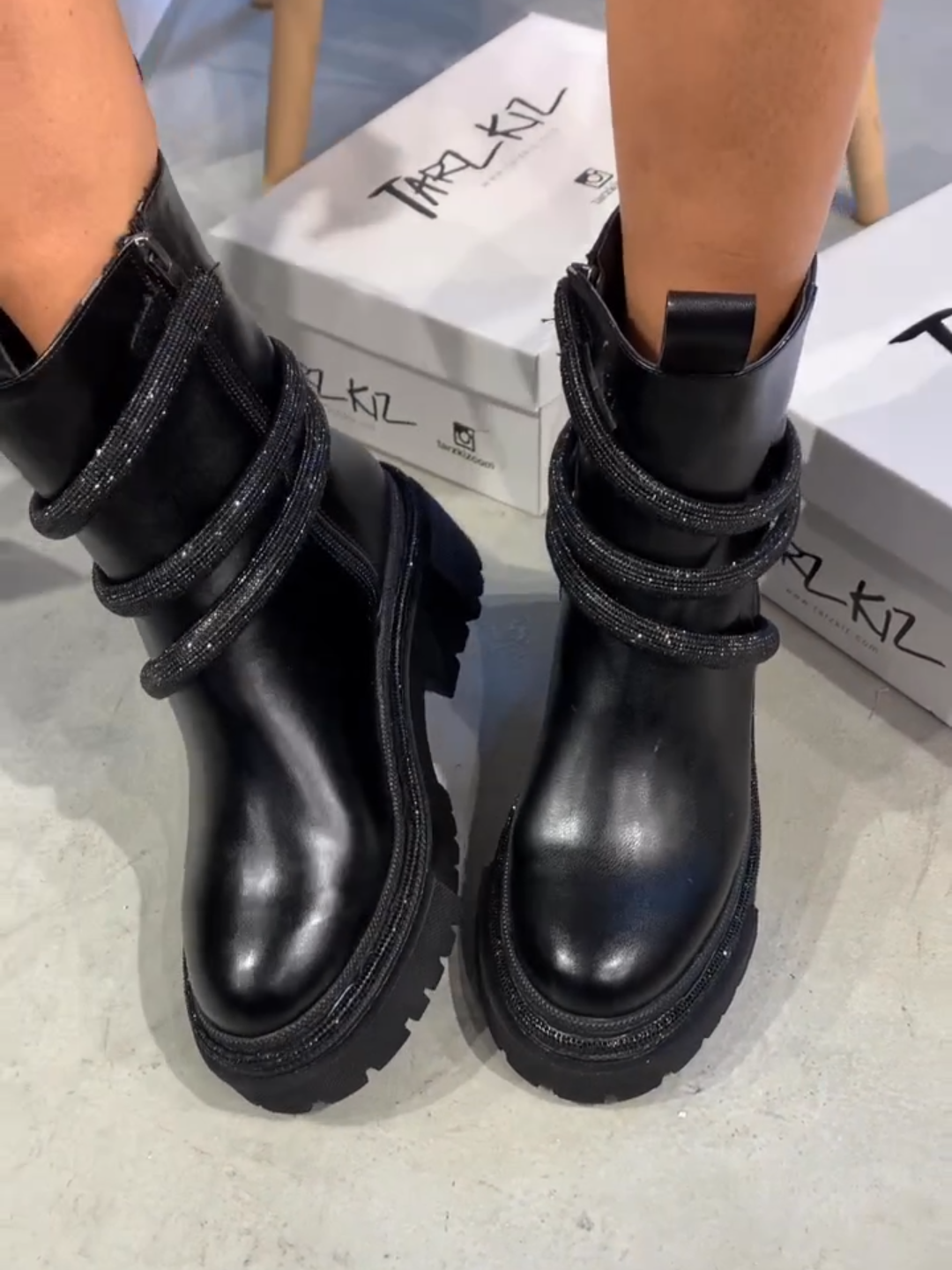 Black Leather Ankle Boots