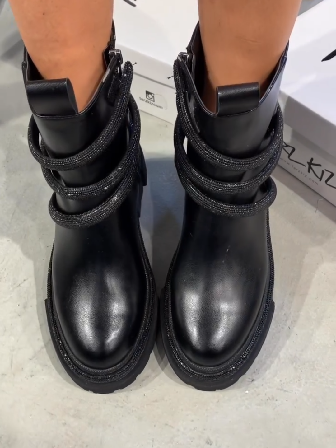 Black Leather Ankle Boots