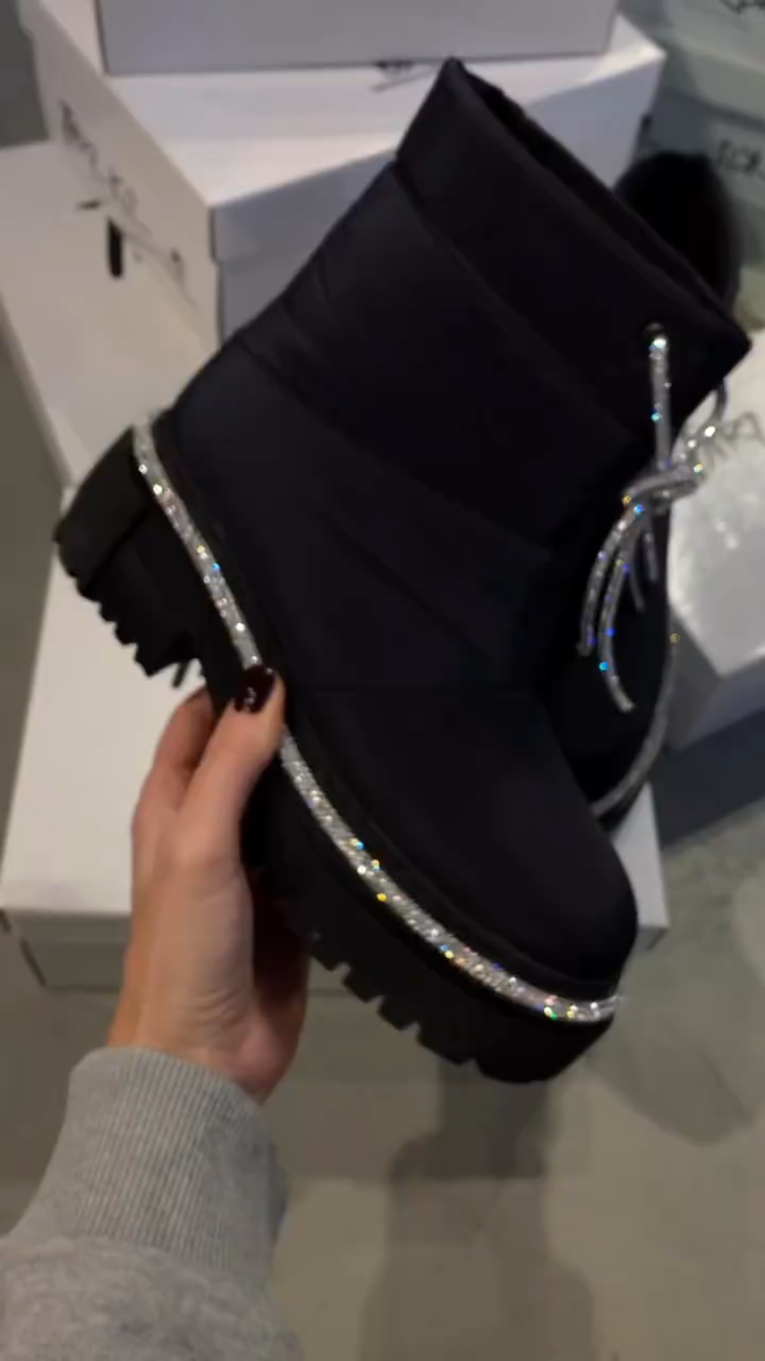 Crystal Accented Thick Sole Ankle Boots