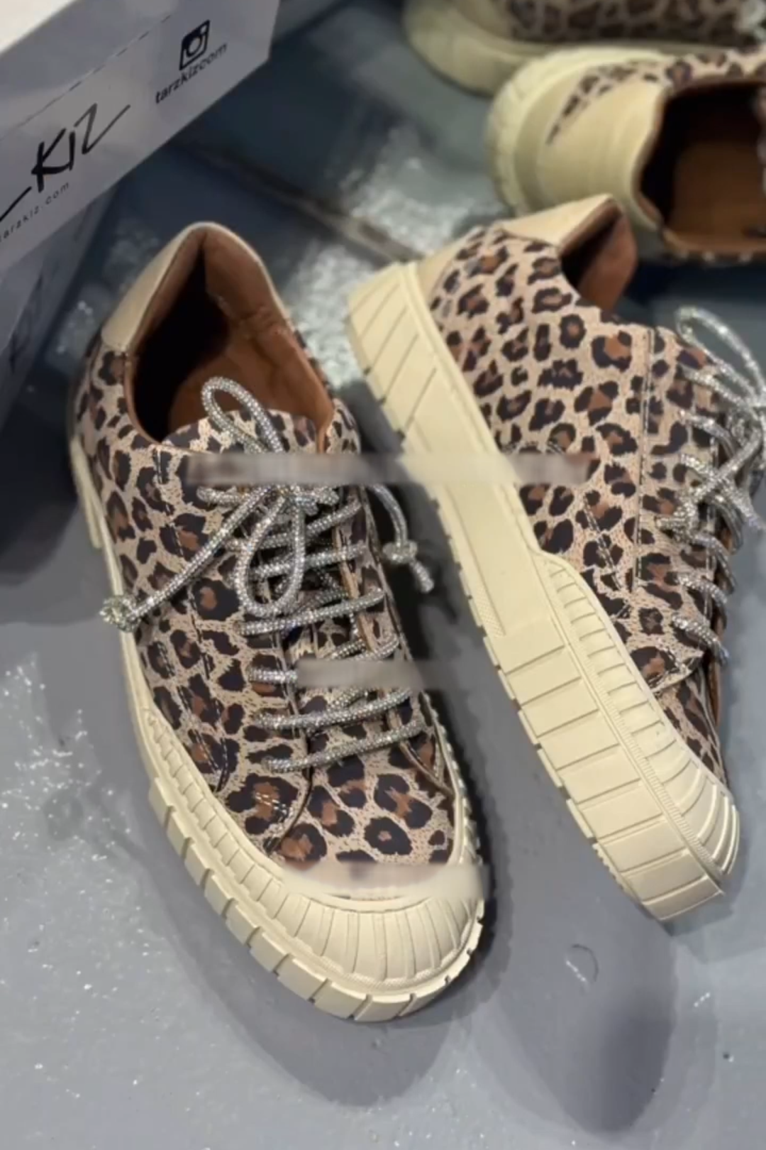 Leopard Print Rhinestone Sneakers