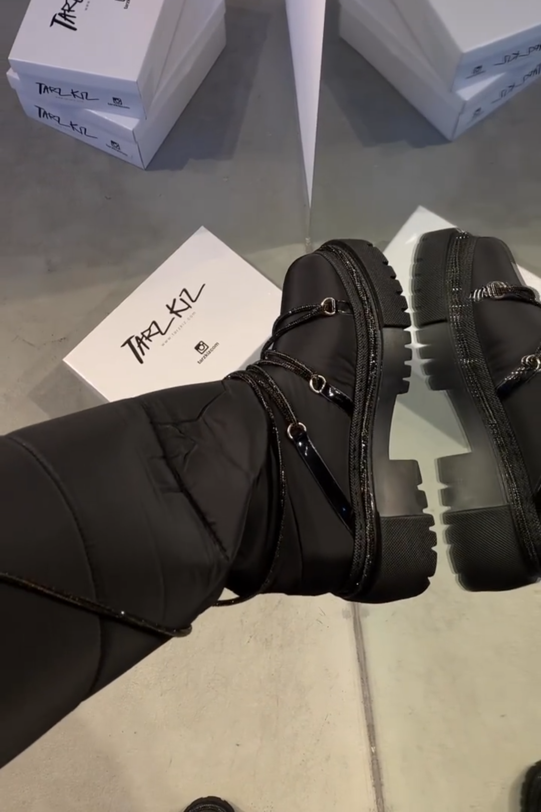 Black Quilted Lace - Up Knee - High Boots