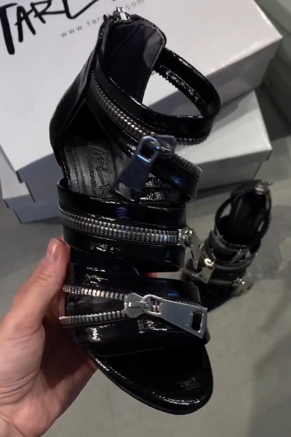 Black Zipper Strappy Heels