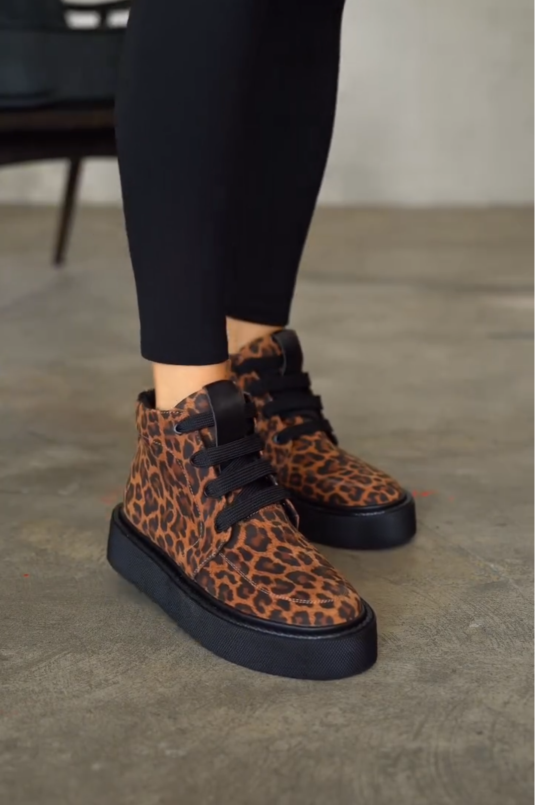 Leopard Print Platform High - Top Sneakers