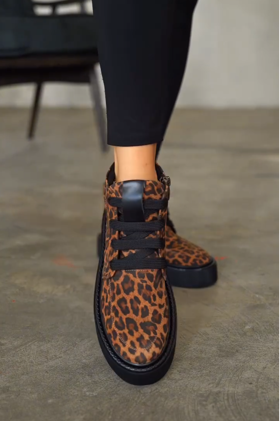 Leopard Print Platform High - Top Sneakers