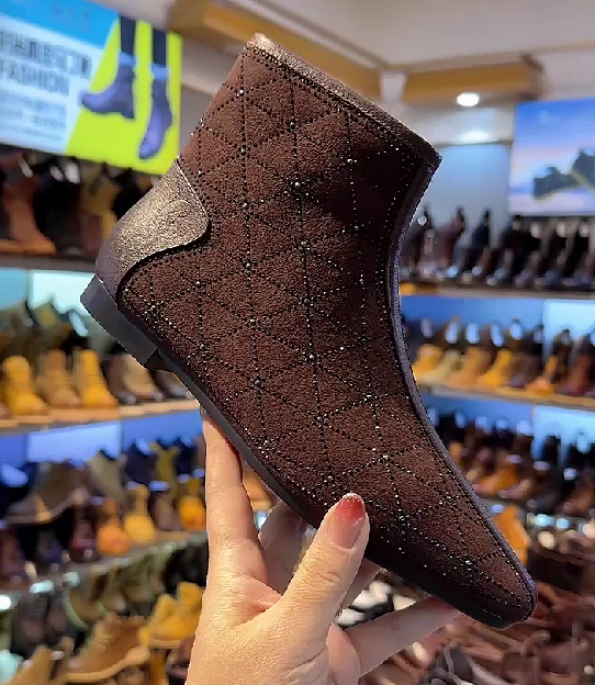 Sparkly Brown Rhinestone Ankle Boots