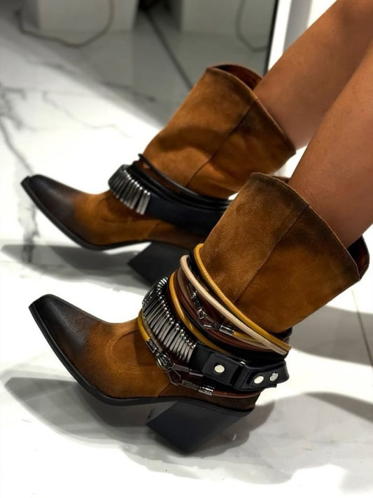 Brown Suede Western Boots