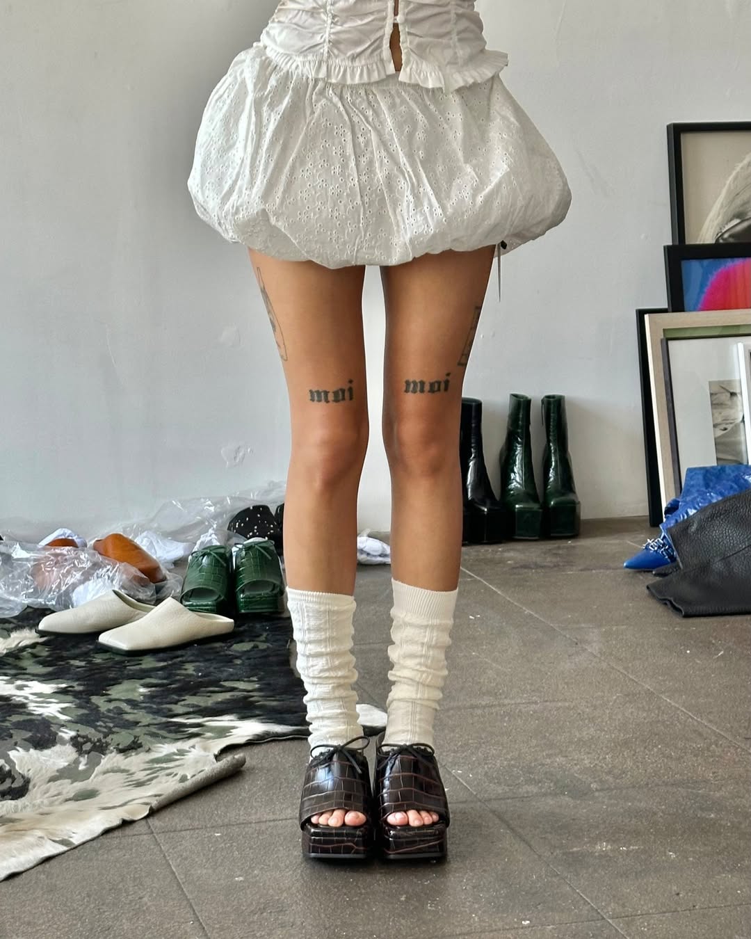 Croc Embossed Platform Mules