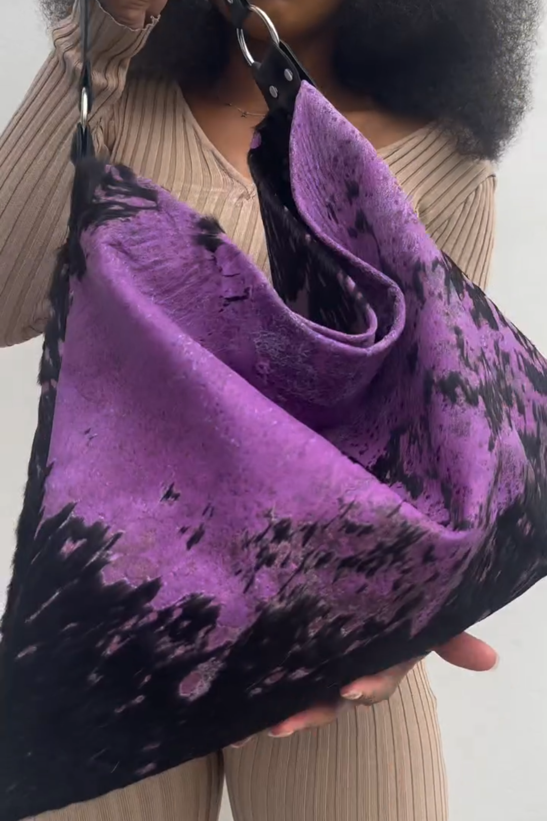 Purple Tie-Dye Slouchy Hobo Bag