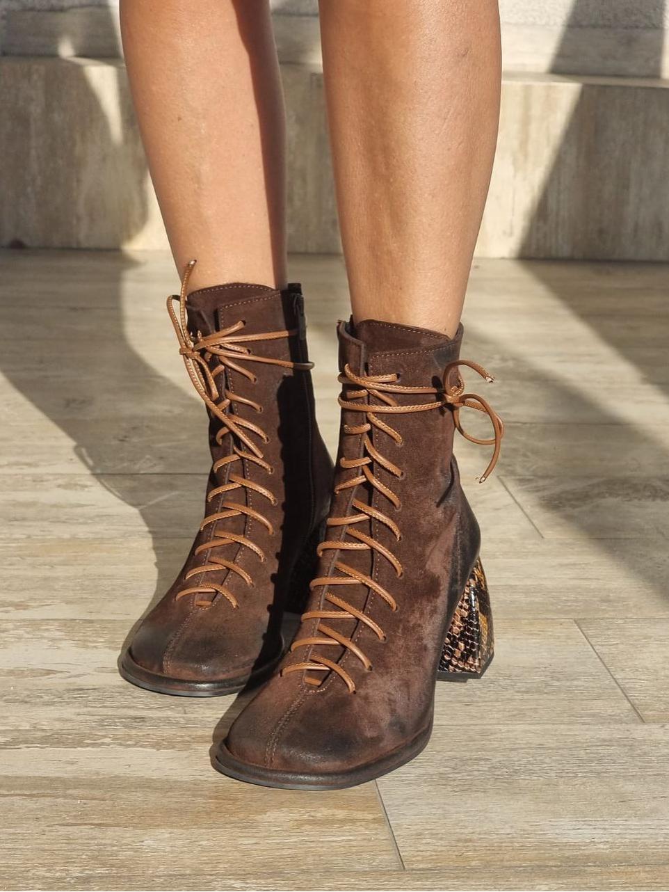 Snake - Heel Lace - Up Ankle Boots