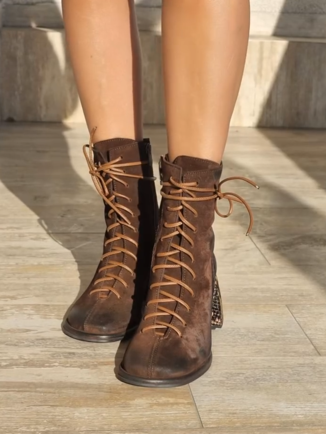 Snake - Heel Lace - Up Ankle Boots