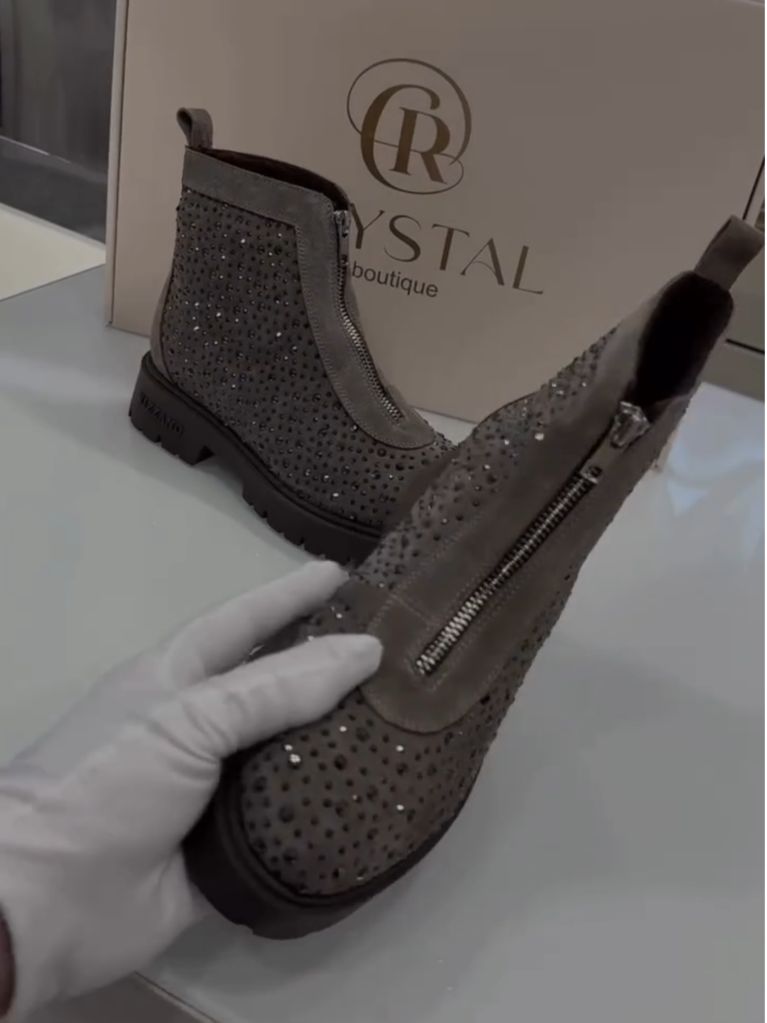 Rhinestone Embellished Chelsea Boots