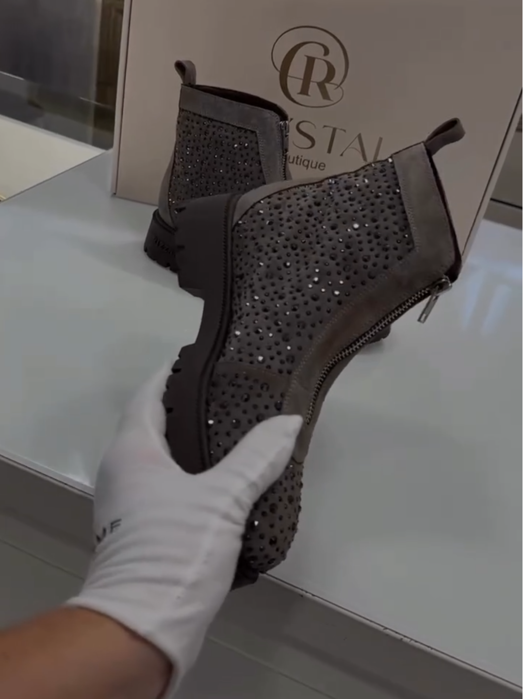 Rhinestone Embellished Chelsea Boots