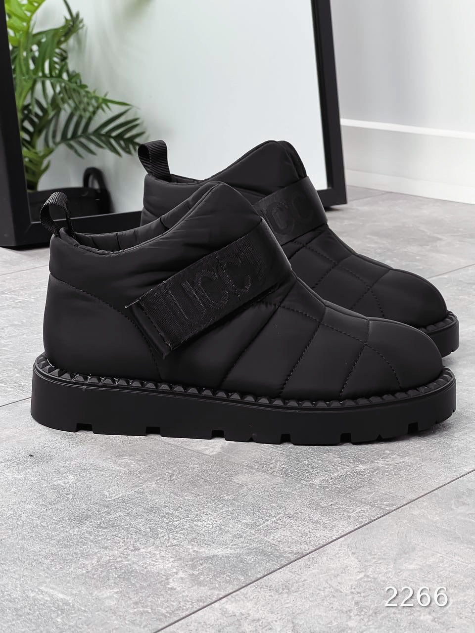 Black Quilted Platform Ankle Boots