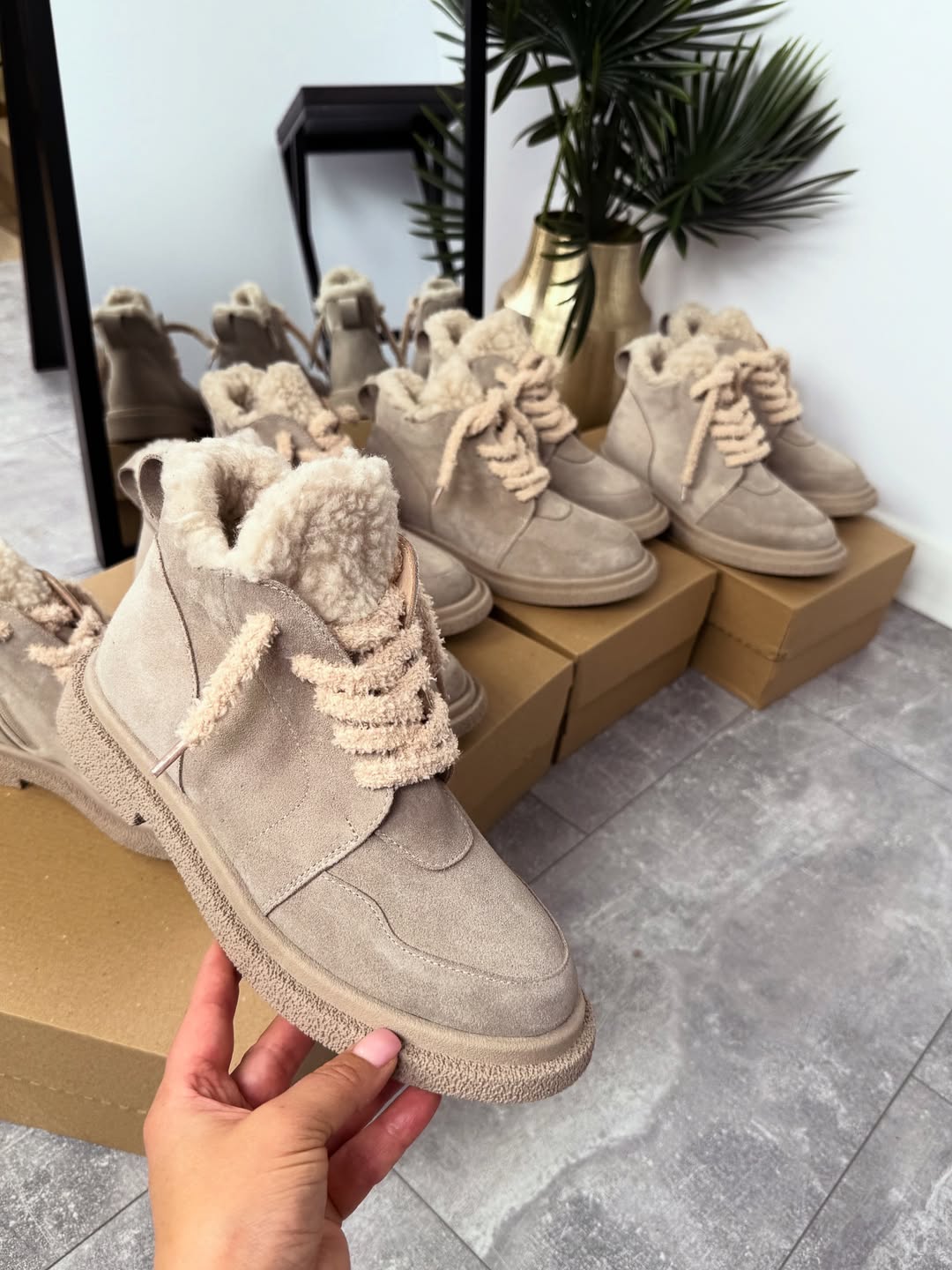 Faux Fur - Lined Suede Ankle Boots