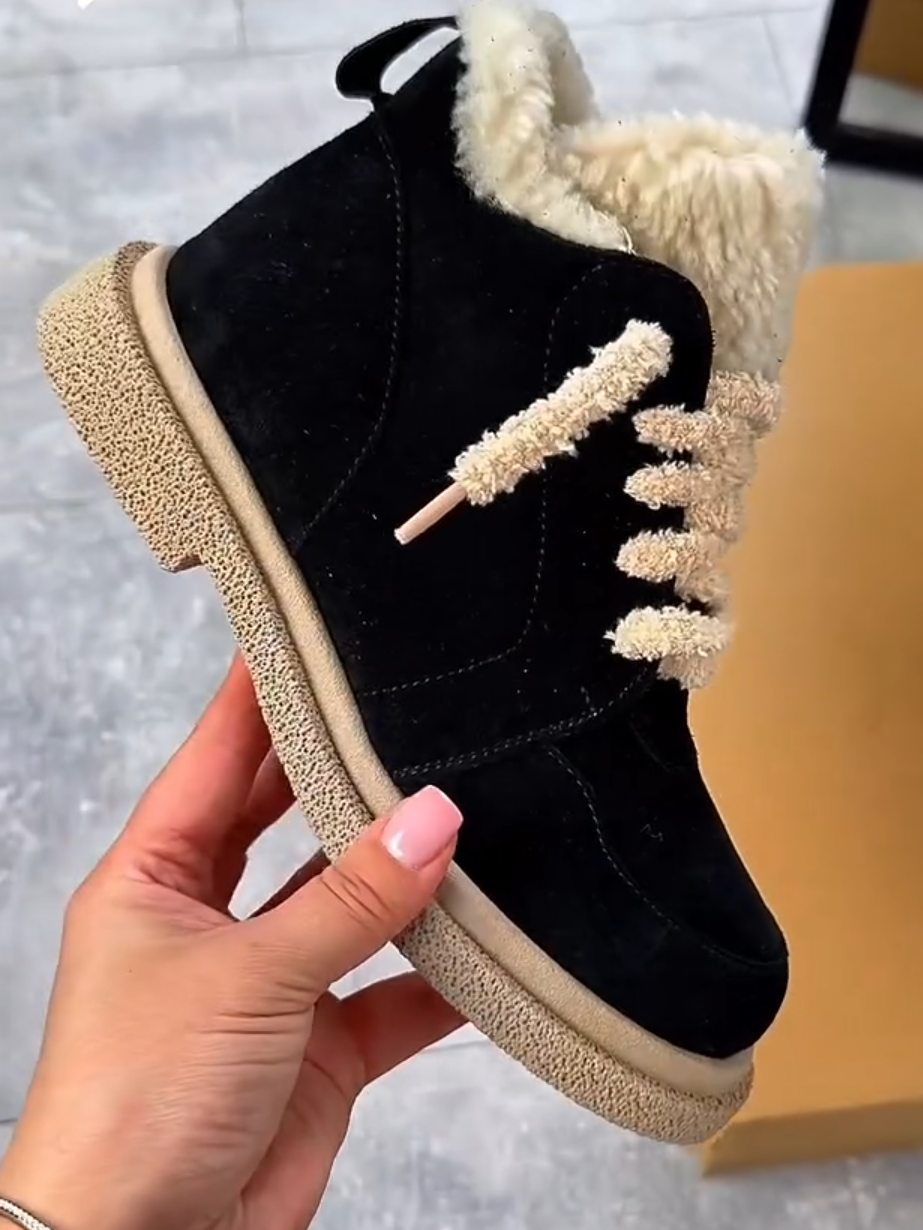 Faux Fur - Lined Suede Ankle Boots