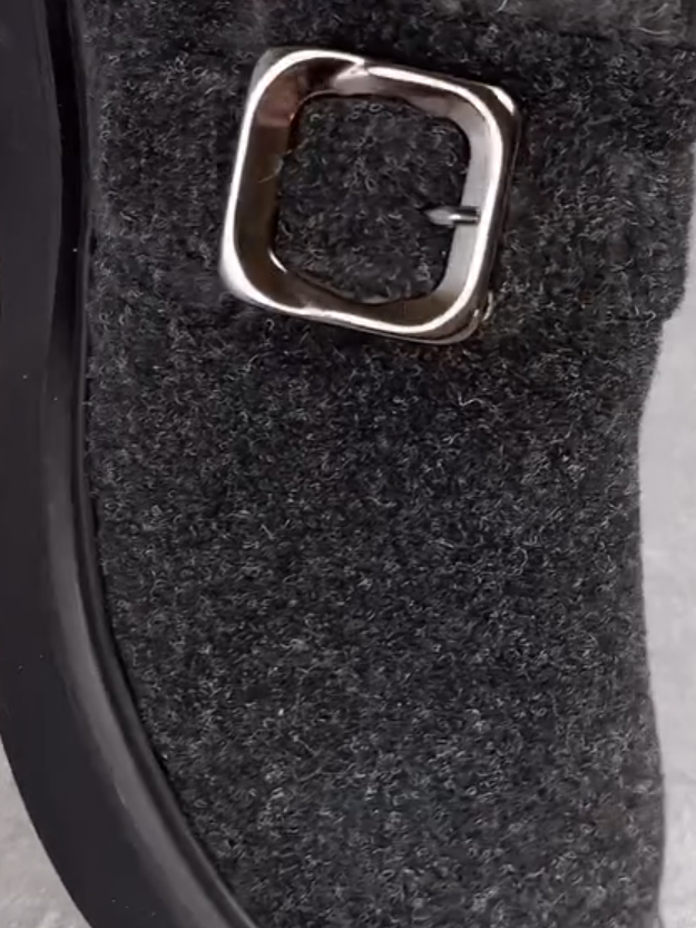 Fuzzy Buckle Platform Loafers