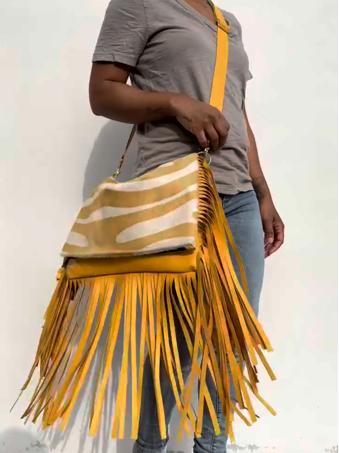 Yellow Fringe Crossbody Bag