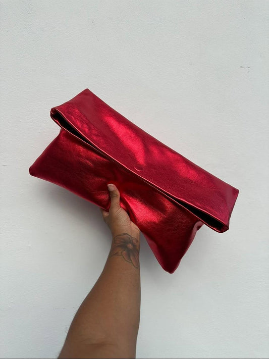 Metallic Red Clutch Bag