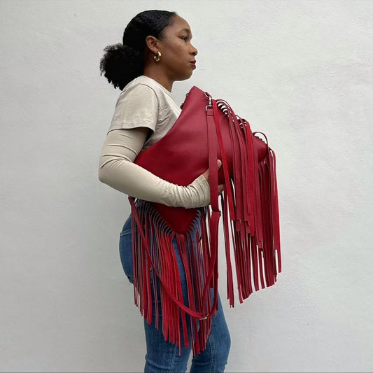 Red Fringe Crossbody Bag