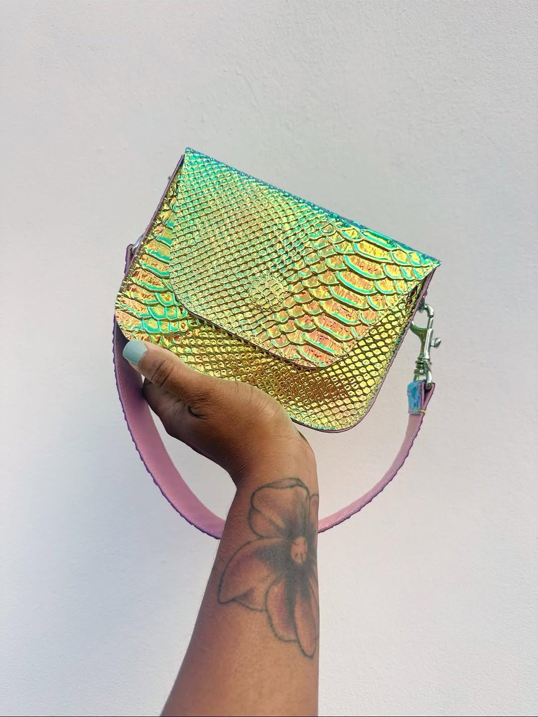 Holographic Croc - Embossed Crossbody Bag