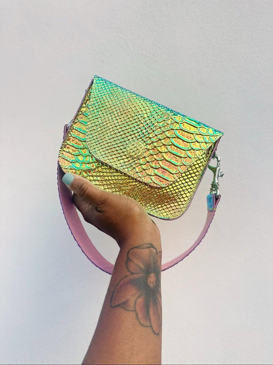 Holographic Croc - Embossed Crossbody Bag