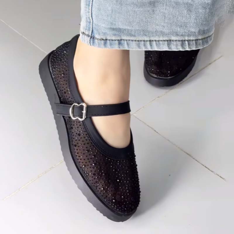 Rhinestone Sparkle Mesh Flats