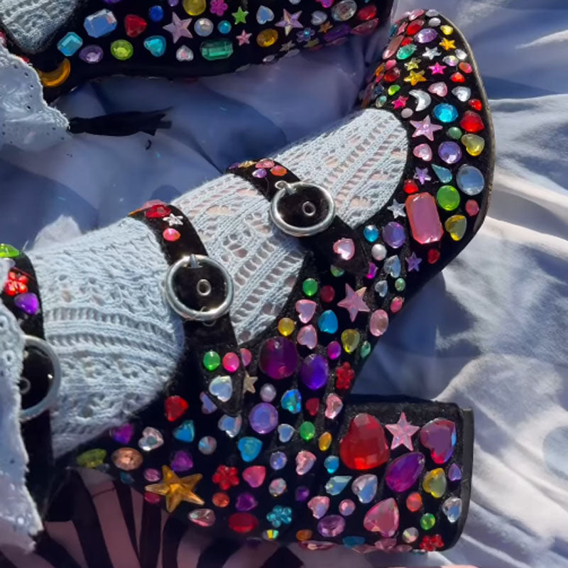 Thick-Heeled Mary Jane Shoes