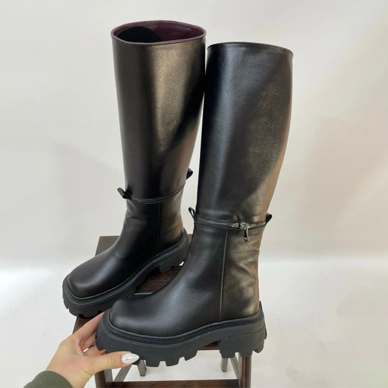 Leather Knee High Platform Boots. Transform To Ankle Boots