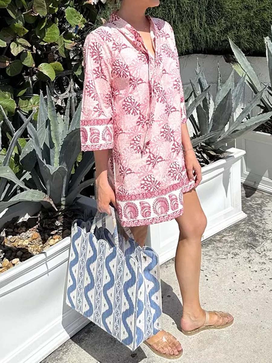 Neck Ties V-neck Loose Mini Dress